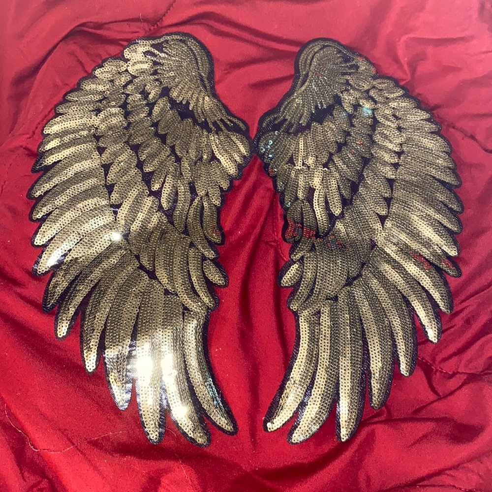 Sequence sew on or iron on gold angel wings